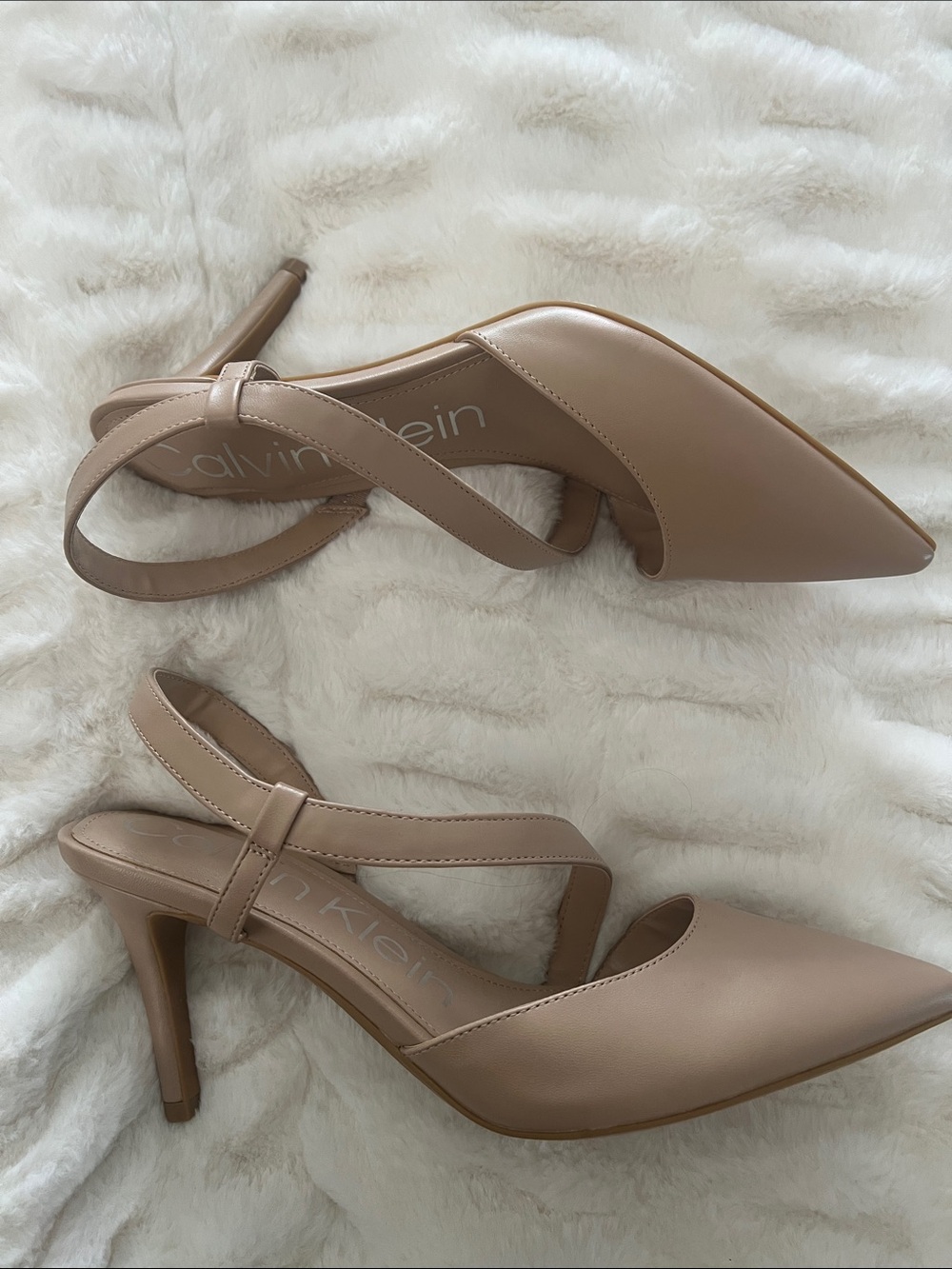 Calvin Klein Nude Pointed-Toe Slingback Heels - Picture 7 of 10